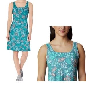COLUMBIA Teal Floral Sleeveless Sport Dress
